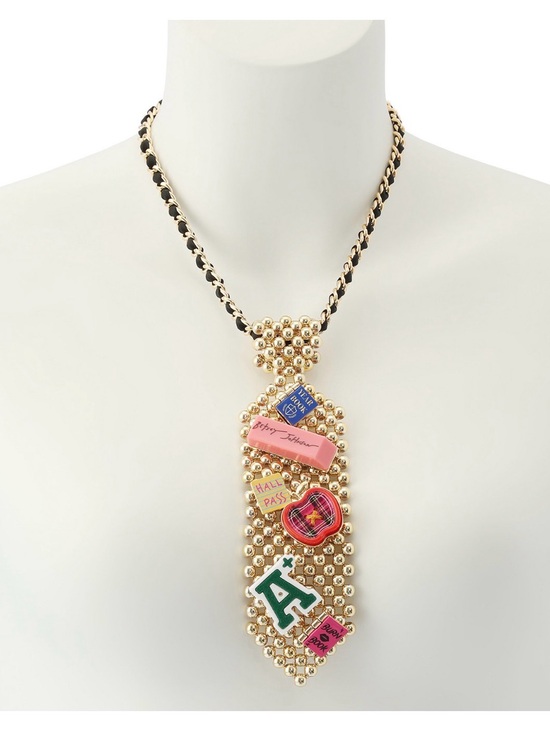 Betsey Johnson Jewelry - Betsy Johnson School Tie Necklace with Multicolor Enamel Charms
